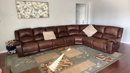 7Pcs Leather sofa set with 3 recliner