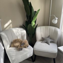 white velvet accent chairs