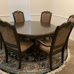 Round Wooden Dining Table With 6 Chairs 