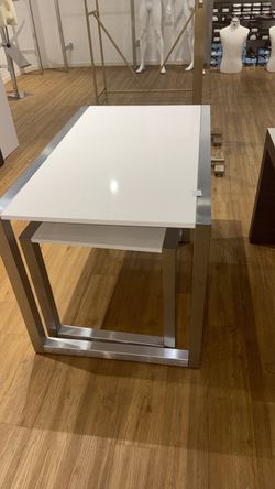 Modern White Top Desk with Metal Frame