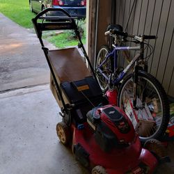 Self Propelled Push Lawn Mower and Bicycle