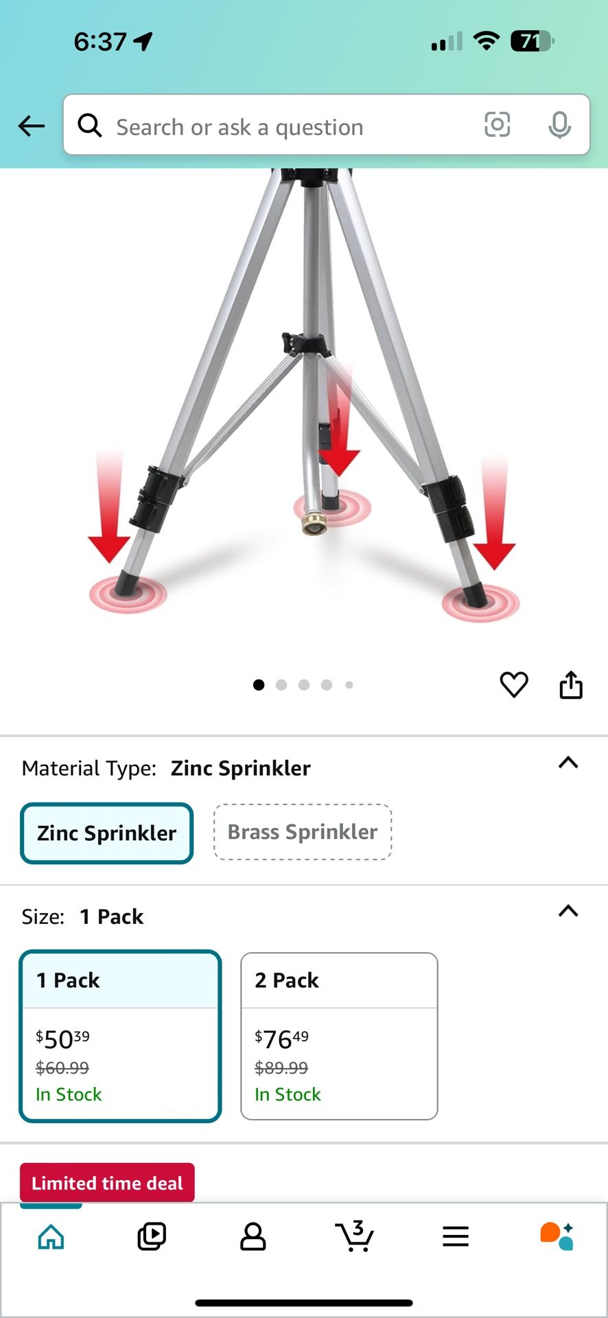 Impact Sprinkler on Adjustable Tripod Base