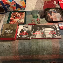 Coca Cola Lot Books Shot Glasses Tie Towel 