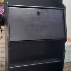 Vintage Style Vanity Desk Drop Down Table Bookcase With Cubby Holes For Storage Purposes 