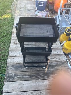Black 3-Tier heavy duty metal Rolling Cart
