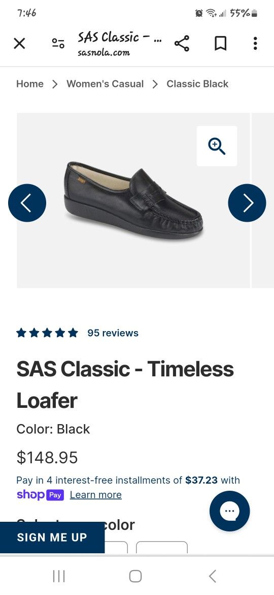 Womans 12 Med. SAS Loafer