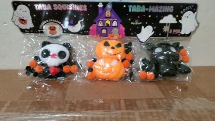 Taba Squishies Viral Halloween Animals Toy Set 3 Pcs Cat Ghost Pumpkin Fidget