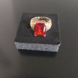 Sterling Silver Vermeil Red Stone 