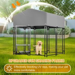 Outdoor Dog Kennel 4.23'x3.83'x4.83' with Roof, Heavy Duty Welded Wire Crate, All-Weather Protection & Safe Lock Design for Dogs and Pets
