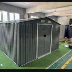 New in Box 8' L x 10" W x 6.' H galvanized steel Metal Storage Shed Outdoor Garden