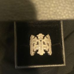 Moissanite Sliver Trio Cross Ring