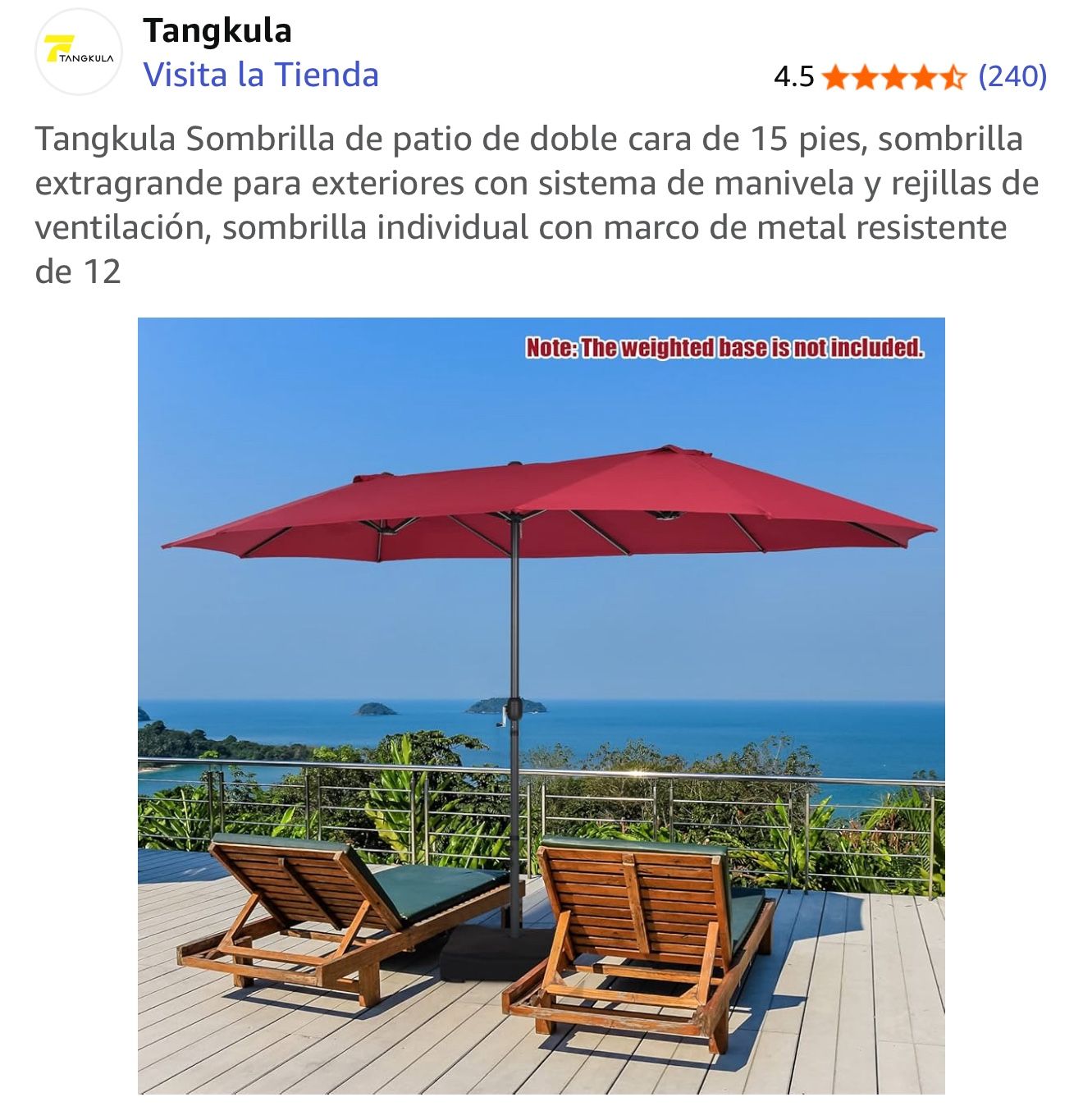 Extra Large 15ft Patio Umbrella (base not included)