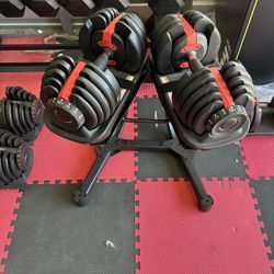  SALE‼️ New pair of https://offerup.com/redirect/?o=NTIubGI= adjustable dumbbells with stand . 105lb in total. New in box 📦 $300
