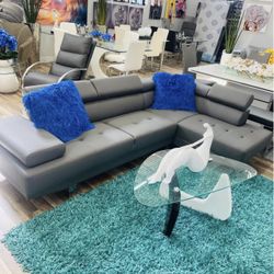 New Faux Leather Sectional- Adjustable Headrests- Shop Now Pay Later.‼️LIMITED SUPPLY‼️