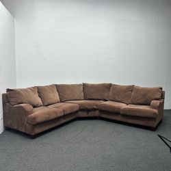 Large Brown Sectional Couch - 12FT Wide - Freshly Cleaned - Super Comfortable!