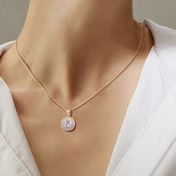 Halo Moissanite Charm Necklace 18K Gold NWT Vermeil 925 Sterling Silver 18" Chain