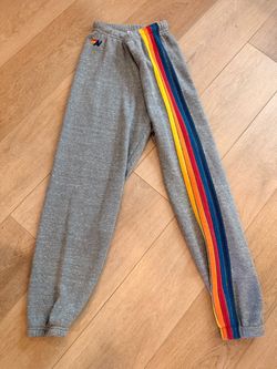 Aviator Nation Grey Sweatpants with Rainbow Side Stripe