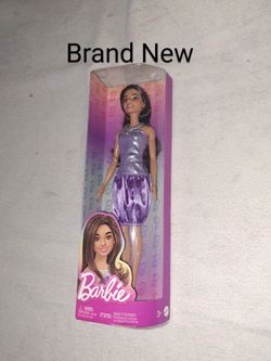 Brand New Barbie Fashionista Doll #234 In Sequined Purple Dress
