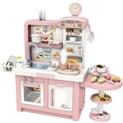 Big Modern Kitchen Set for Kids 49 pcs Pretend Play Cook 