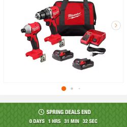 M18 18V Lithium-Ion Brushless Cordless Compact Drill/Impact Combo Kit (2-Tool) w/(2) 2.0 Ah Batteries, Charger & Bag