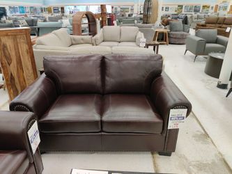 Cassidy Leather Burgandy Loveseat