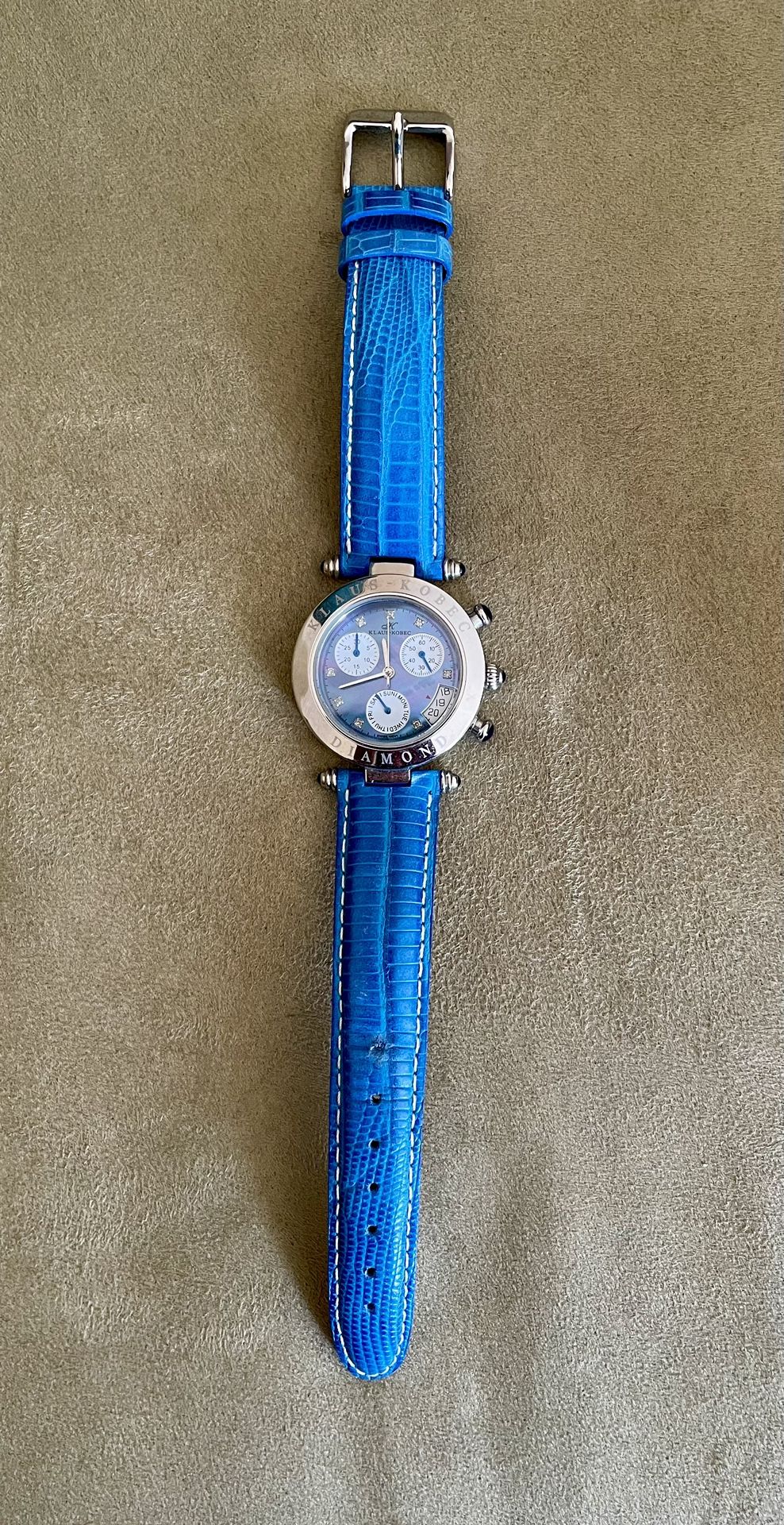 Klaus Kobec Diamond Watch with Mother Of Pearl Face