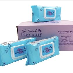 ((NEW)) 3 Prima Wipes, Moist Washcloths, ExLa Fragrance & Alcohol Free Thick Ultra Soft Aloe Vit E