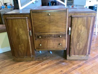 Vintage Art Deco Waterfall Sideboard / Drop-Front Home Bar