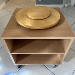 20” Tall Wood Cubby on Wheels w/ Lazy Susan