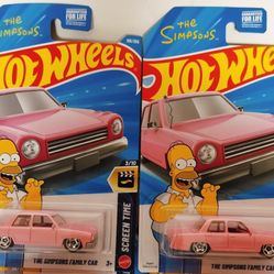 2  New 2026 Hot Wheels HW SCREEN TIME 3/10 The Simpsons Family Car  Pink