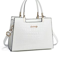 Women handbags Purse Shiny Patent Leather Crocodile Pattern Top Handle Handba...