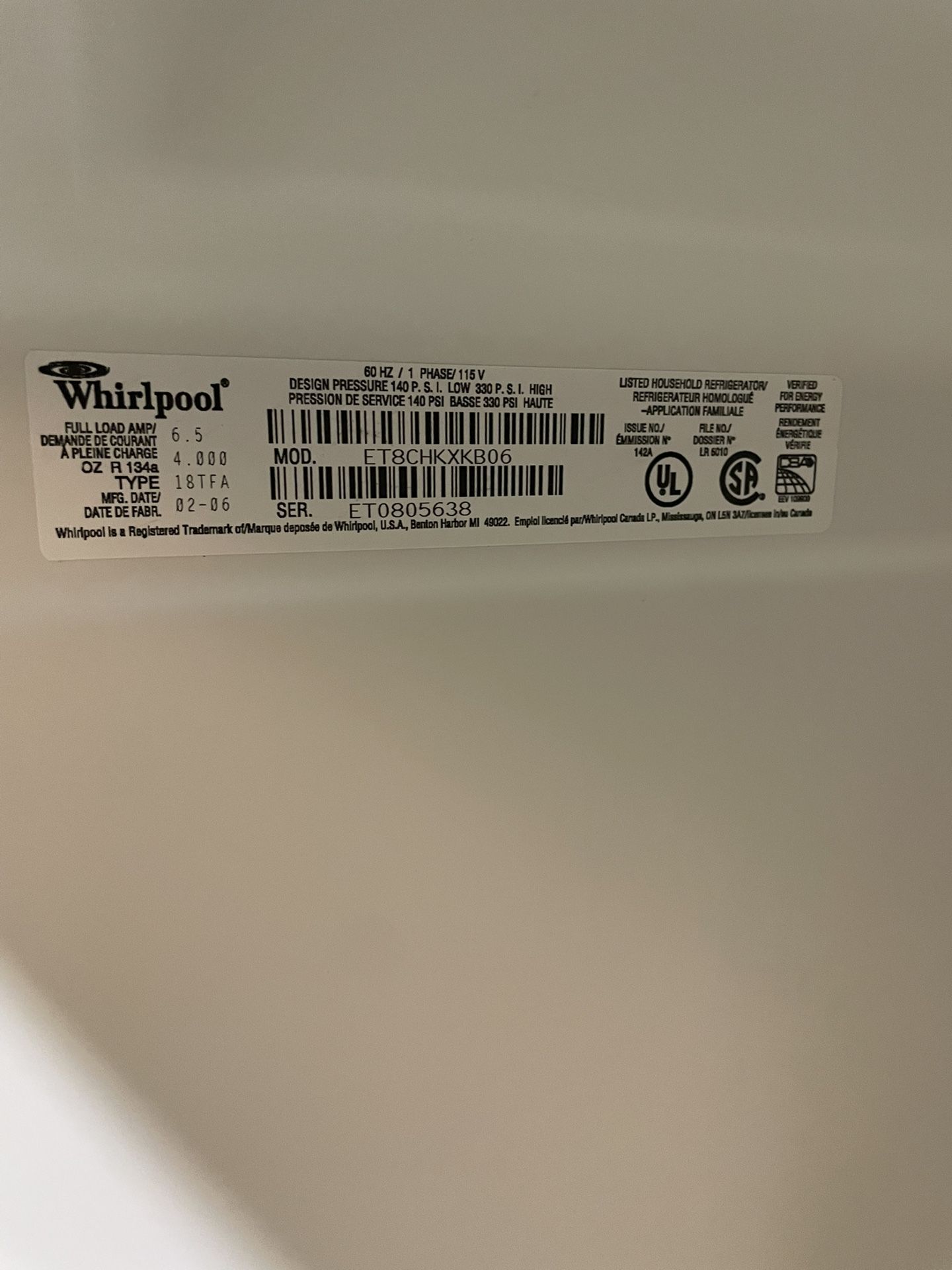 Whirlpool Refrigerator
