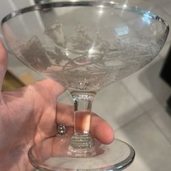 Vintage Glassware With Silver Rim
