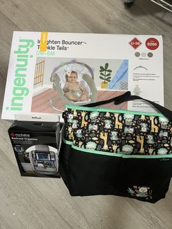 Ingenuity baby bouncer /Diaper bag/car organizer 