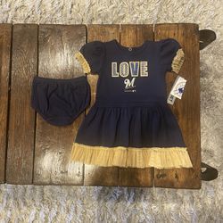 Brand New With Tags Milwaukee Brewers Two Piece Dress & Bloomers