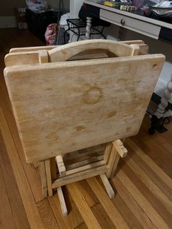 3 side tray tables with stand