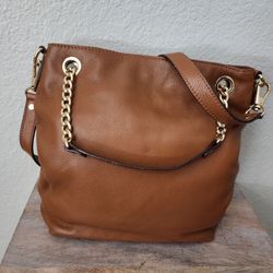 Michael Kors cognac leather chain strap crossbody