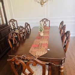 Dining table, 8 Chairs, Dining Buffer & Hutch
