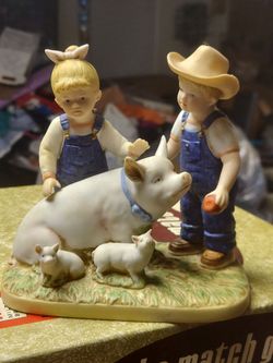 Vintage homco denim days price pig figurine
