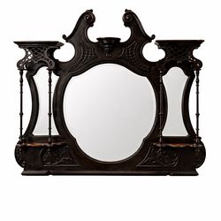 PICKUP PENDING Goth Late Victorian Chippendale Revival Dressing Mirror with Shelves Antique Ebonized  Wood