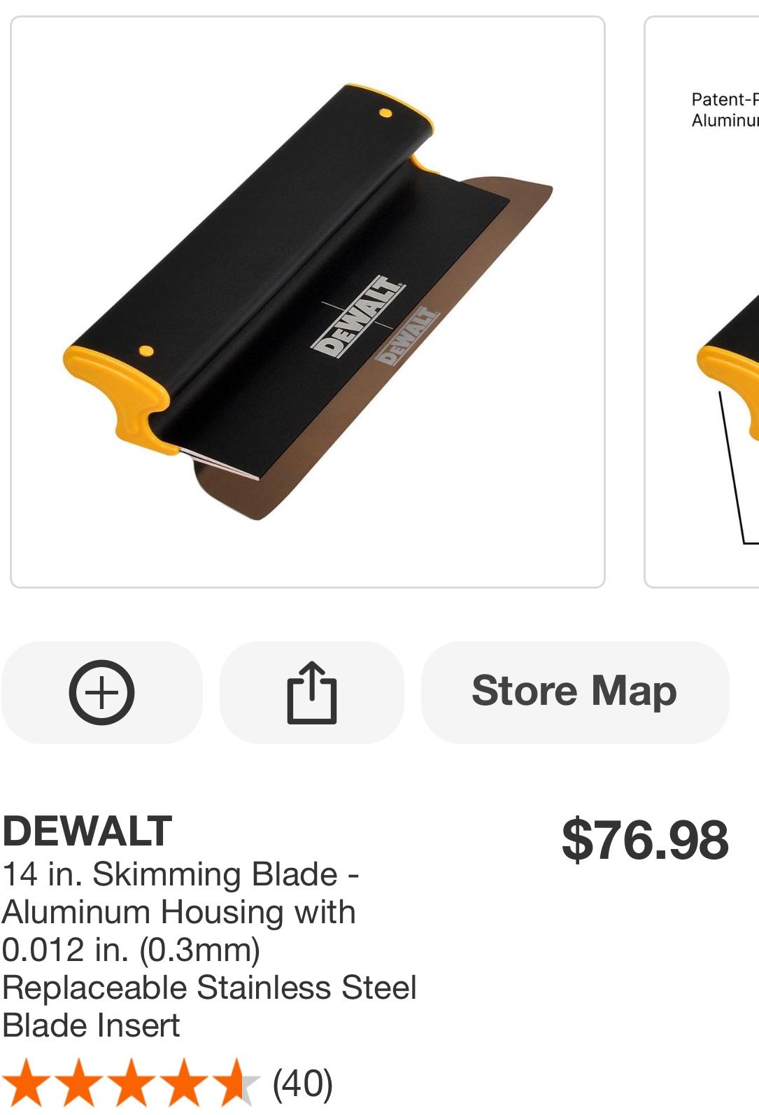 DEWALT 14 in. Skimming Blade - Aluminum Housing with 0.012 in. (0.3mm) Replaceable Stainless Steel Blade Insert