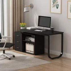 L-Shaped Black Wood Writing Desk Corner Gaming  $120 