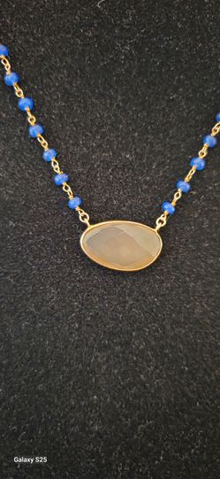 Argento Vivo 925, 18k plated chalcedony necklace, 16"