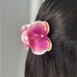 Purple Orchid Flower Hair Claw Clip
