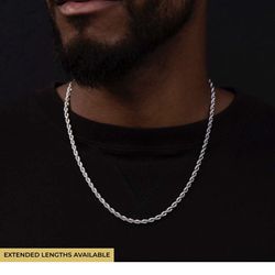 White Gold 20”  Rope Chain