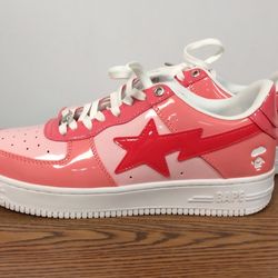 A Bathing Ape Bape Sta Low Full Patent Leather 'Red/White'