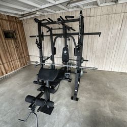 Vesta Fitness Smith Machine 1001 w/Bench Attachment | 245lb Cast Iron Olympic Weights | 7ft Olympic Bar | Fitness | Gym Equipment | FREE DELIVERY 🚚 