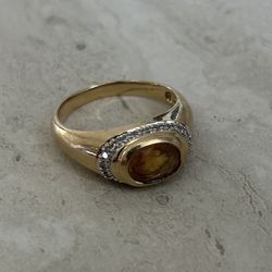 14kt Yellow Gold Citrine And Diamond Ring 