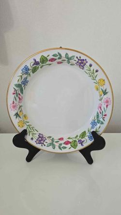 Royal Worcester England Floral Serving Bowl Gold Trim 11" Vintage