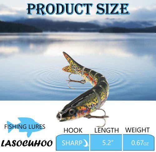Fishing Lures for Bass Trout Multi Jointed Swimbaits Slow Sinking Bait for Freshwater Saltwater Bionic Fishing Lure Kit